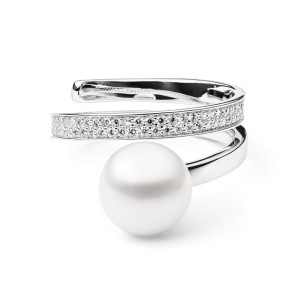 Inel cu perla naturala alba din argint si cristale DiAmanti SK20482R_W-G (Argint 925‰ 3,5 g.)